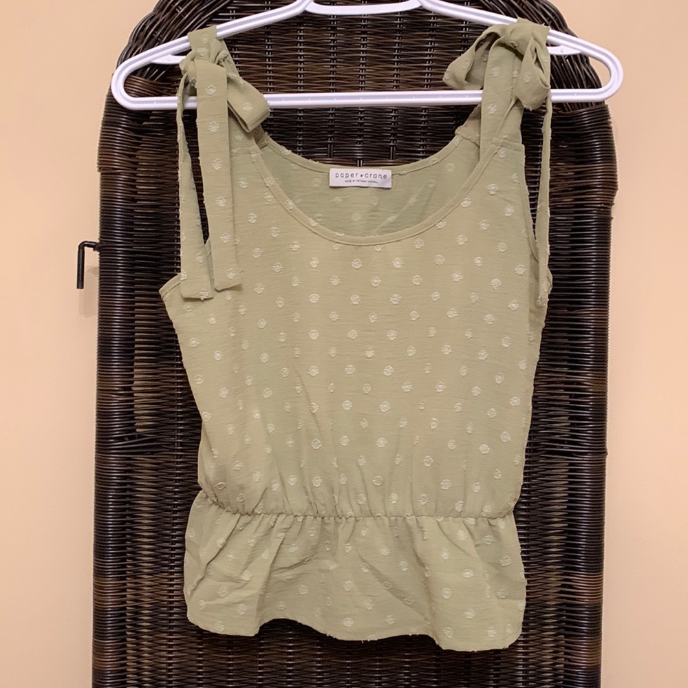 Paper cranes green blouse.